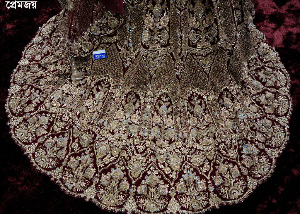 🔥 Flat 70% – 80% OFF - Luxury Zardosi Work Bridal Lehenga | D45