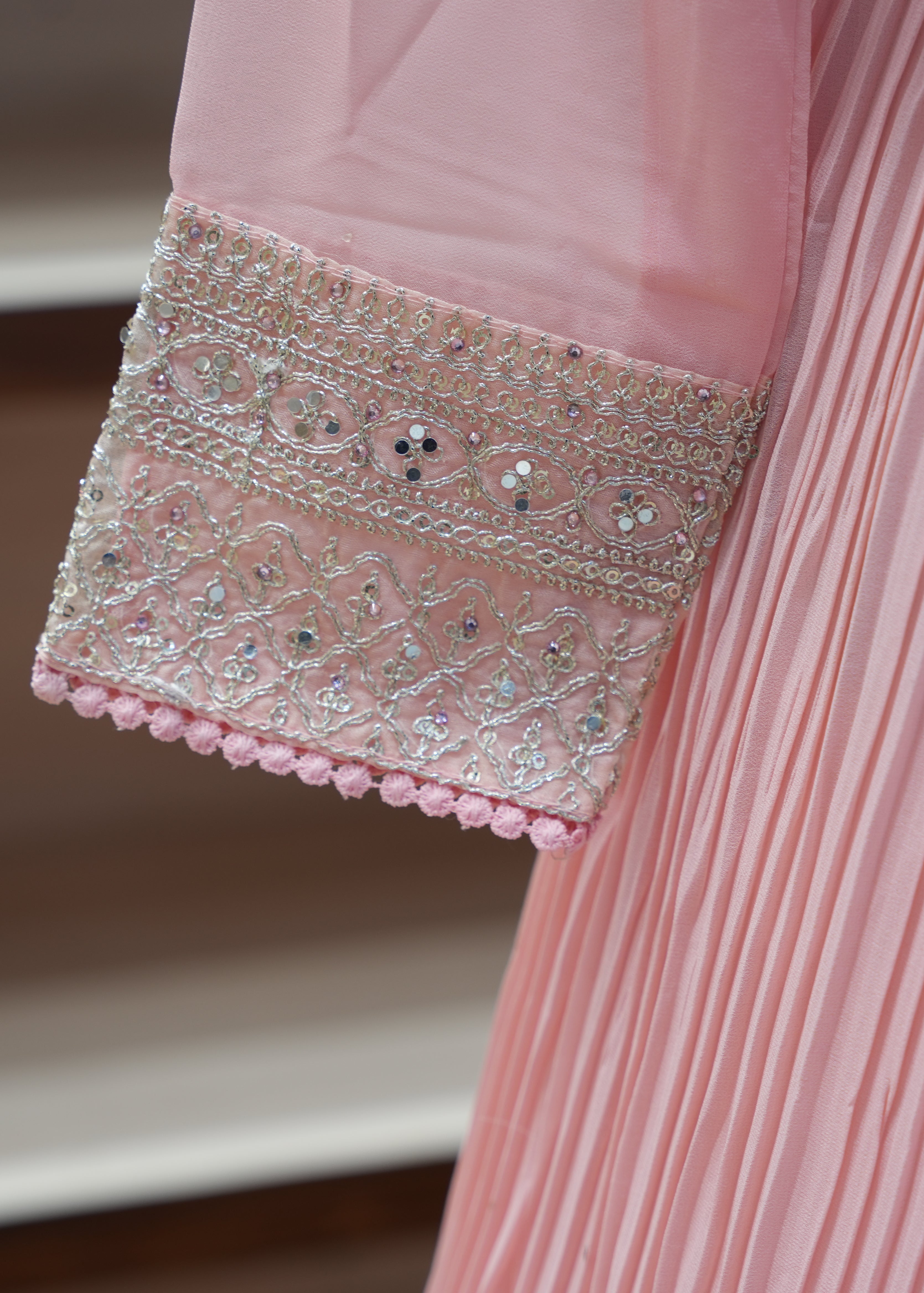 🔥 Flat 70% – 80% Discount - Party Gown with Orna, Sleeve | D13