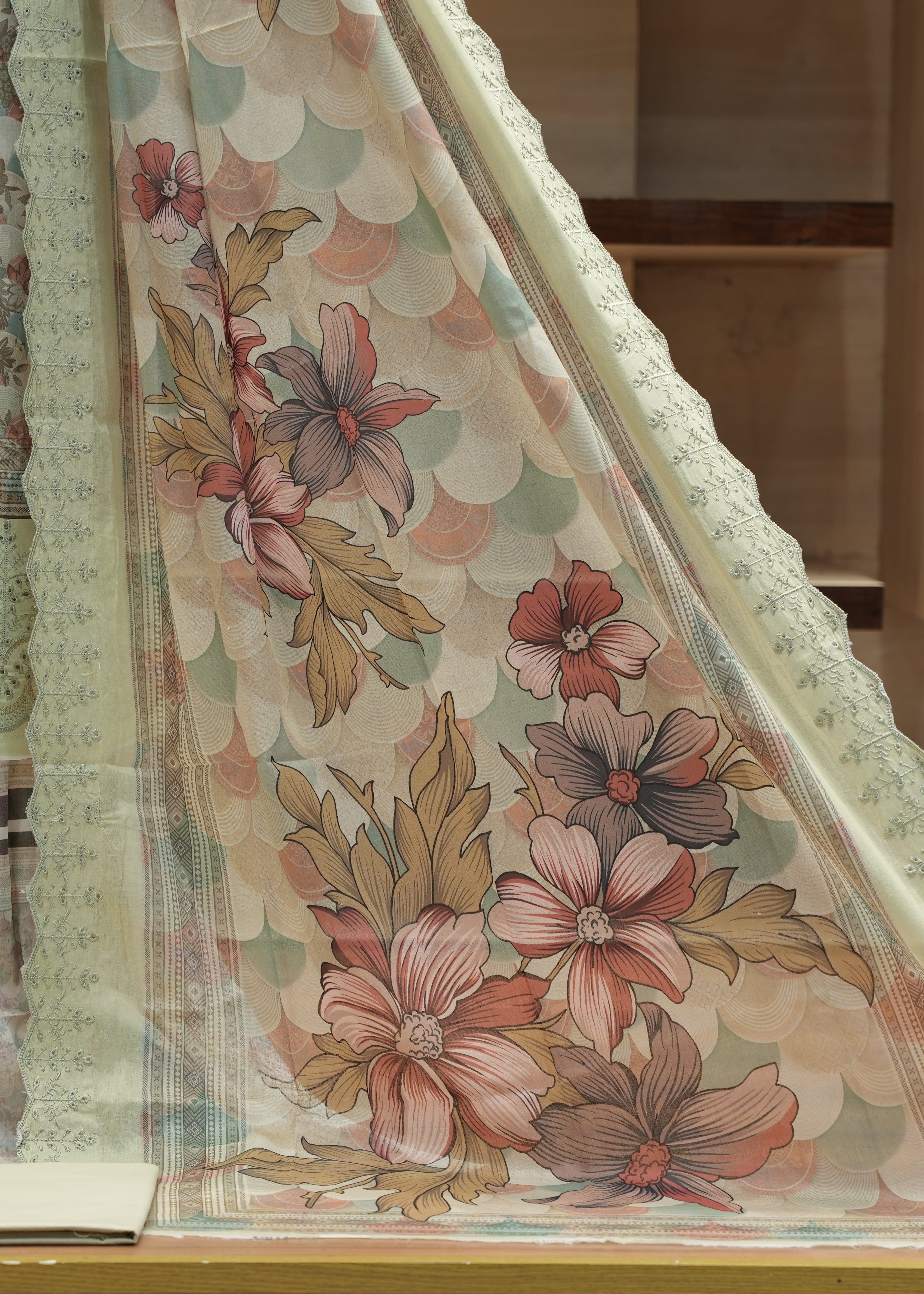 Floral patterned fabric with a focus on intricate designs
