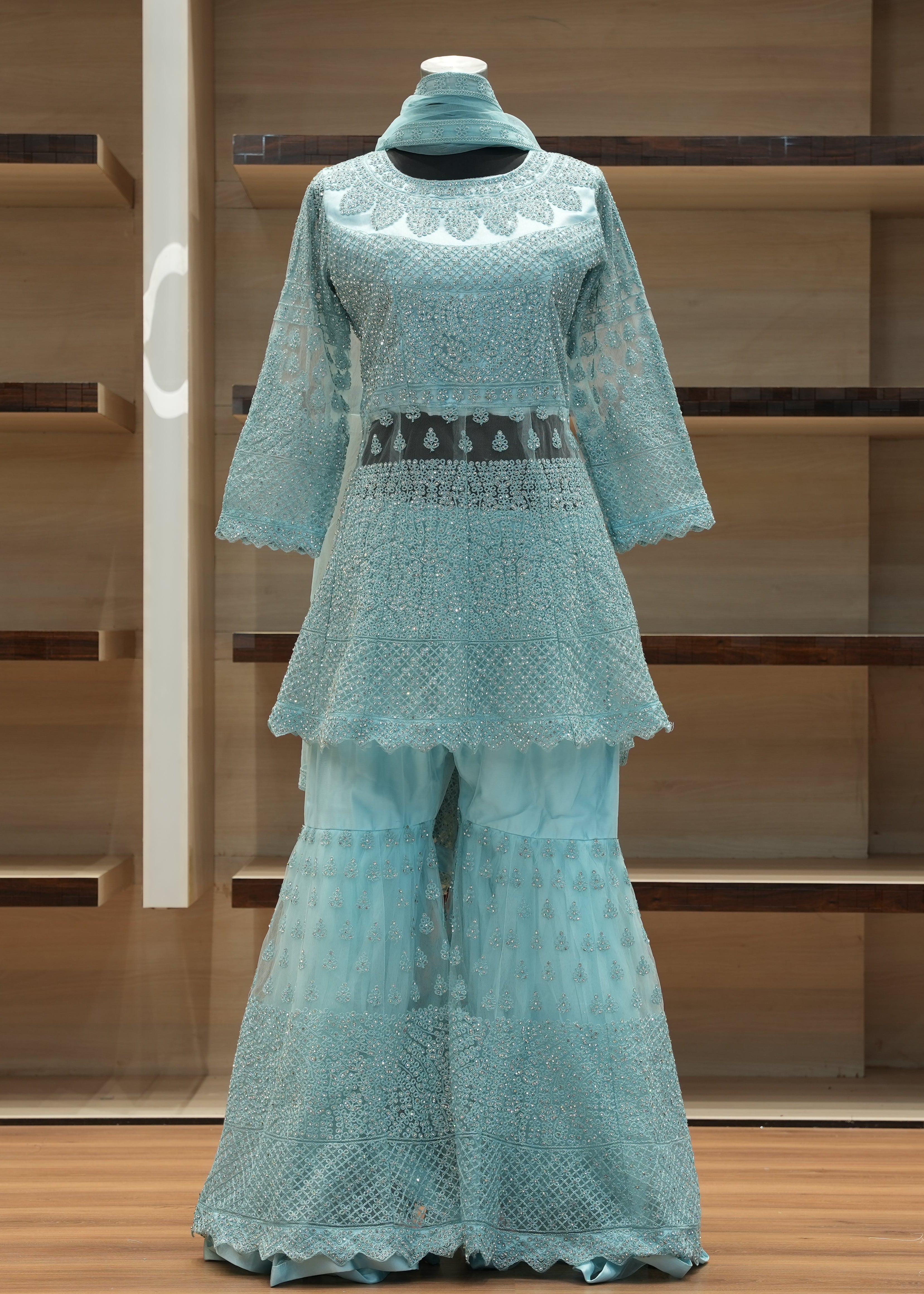 🔥 Flat 50% Discount - Designer Gharara with Orna | D104