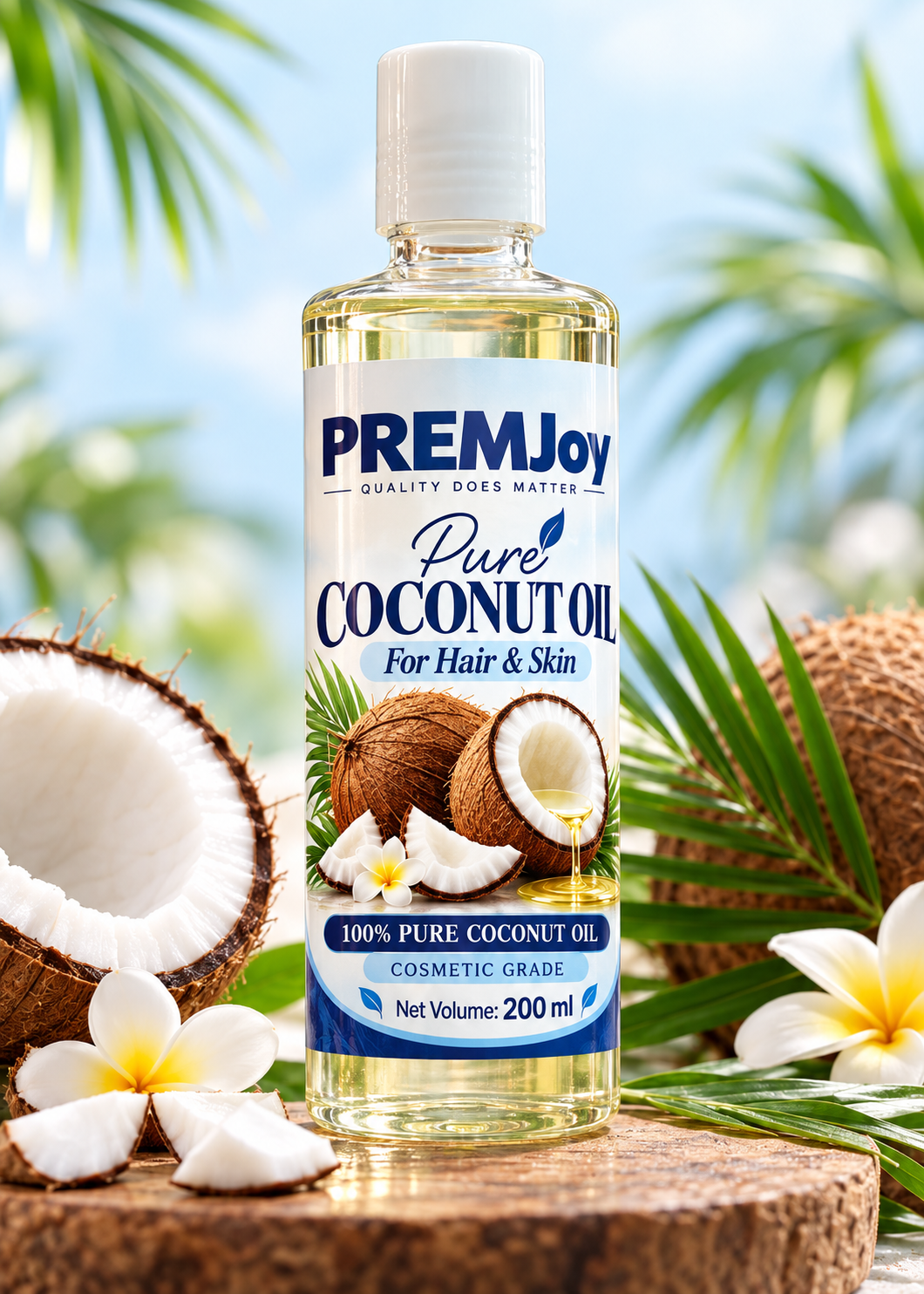🥥 Pure Coconut Oil for Hair & Skin – Cosmetic Grade | 200 ml