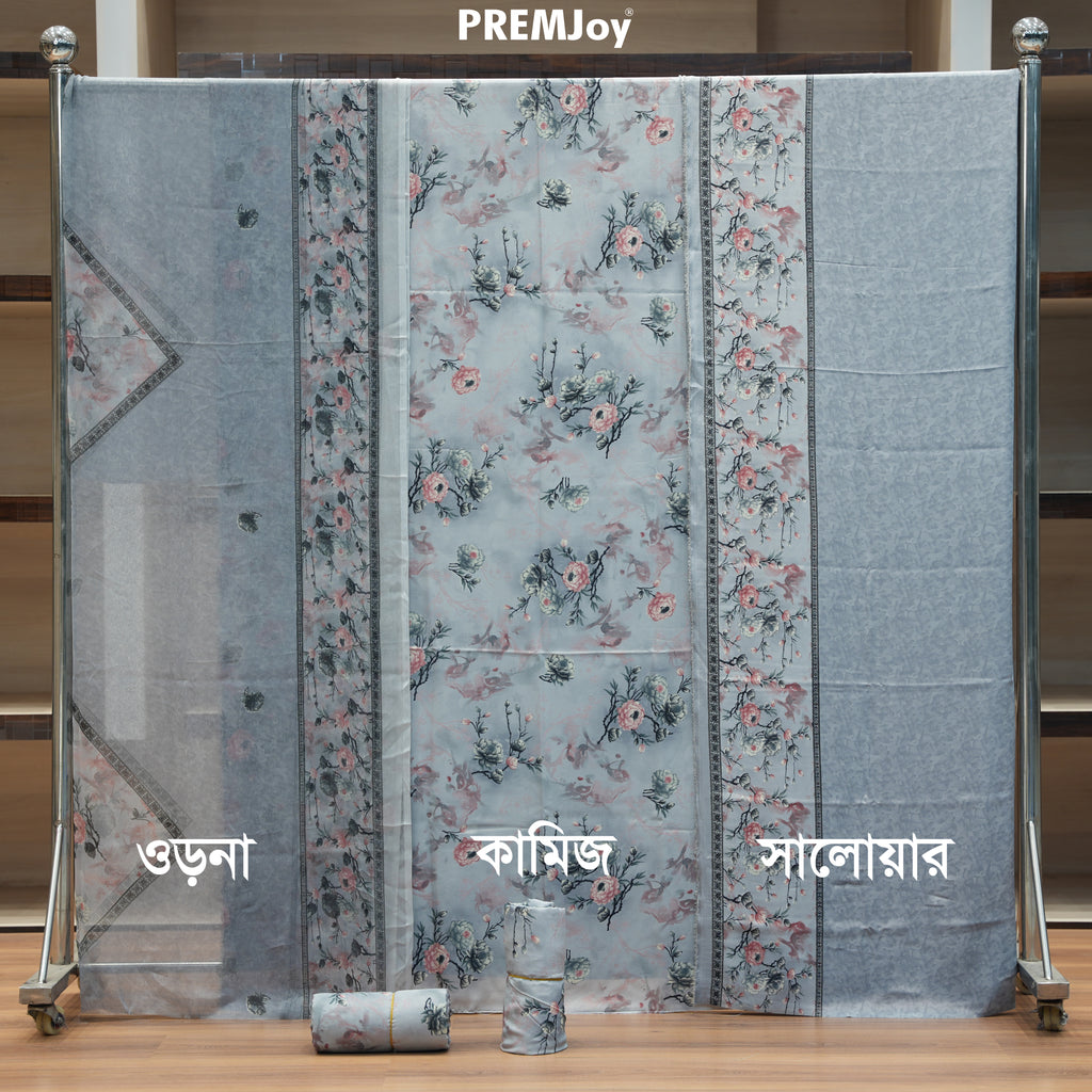 Crepe Silk Unstitched Three Piece | D133